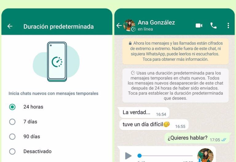 Mensajes temporales en WhatsApp Cómo se usan