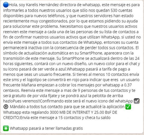 Se viraliza una falsa explicación del apagón de whatsapp