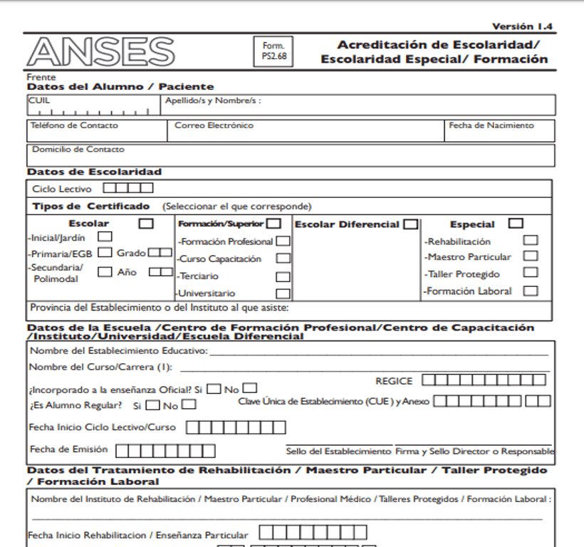 Cómo completar el formulario de Anses 2.68
