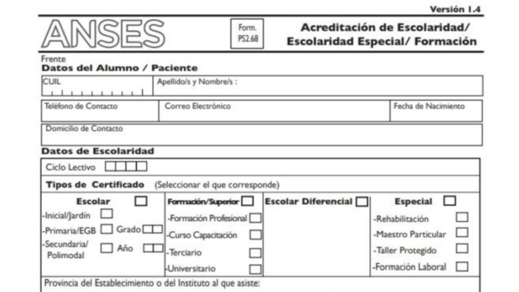 Formulario de Anses 2.68 para descargar fácil y rápido