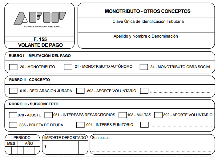 Cómo completar el formulario 155 de AFIP