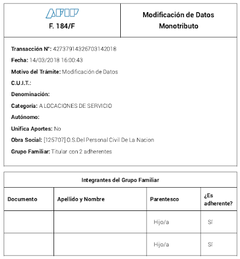 Cómo completar el formulario 184 de AFIP