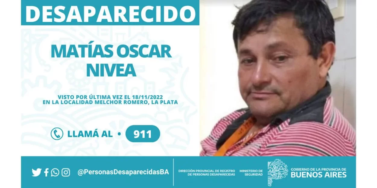 Hombre desaparecido en La Plata